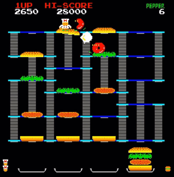 BurgerTime Arcade Gameplay Animation