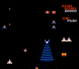 Galaga Konami NES version screenshot